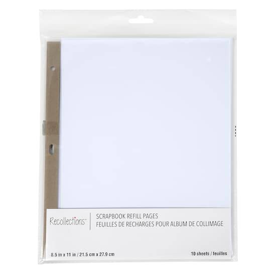 11" X 8.5" White Scrapbook Refill Pages By Recollections