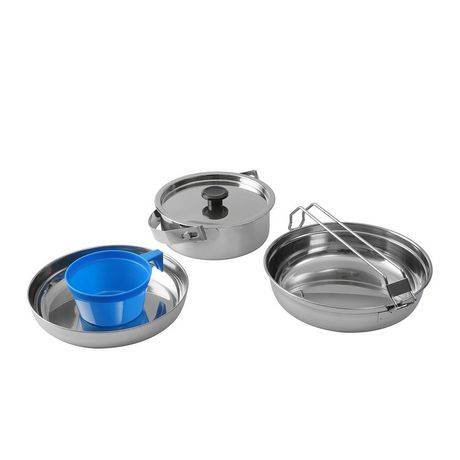Ozark Trail Stainless Steel and Plastic Space Saving Cookware Mess Kit