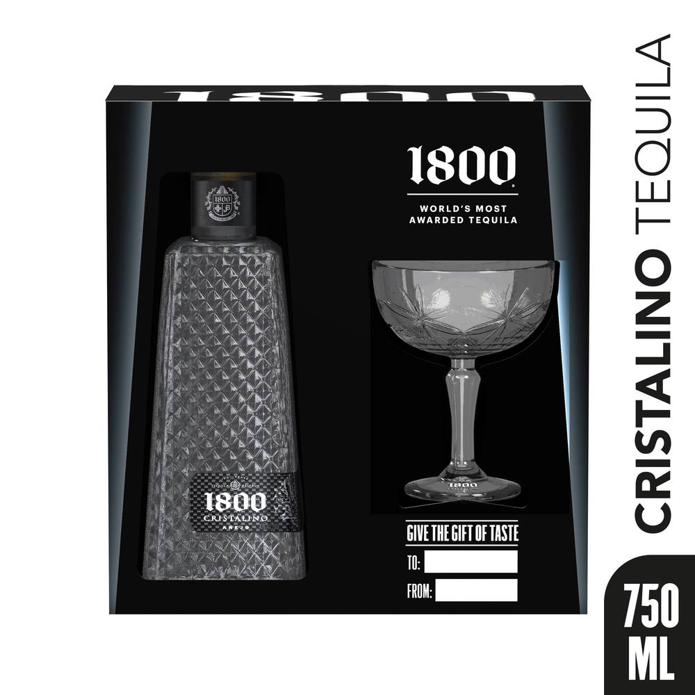 1800 Cristalino Tequila With Two Shot Glasses (750 ml)