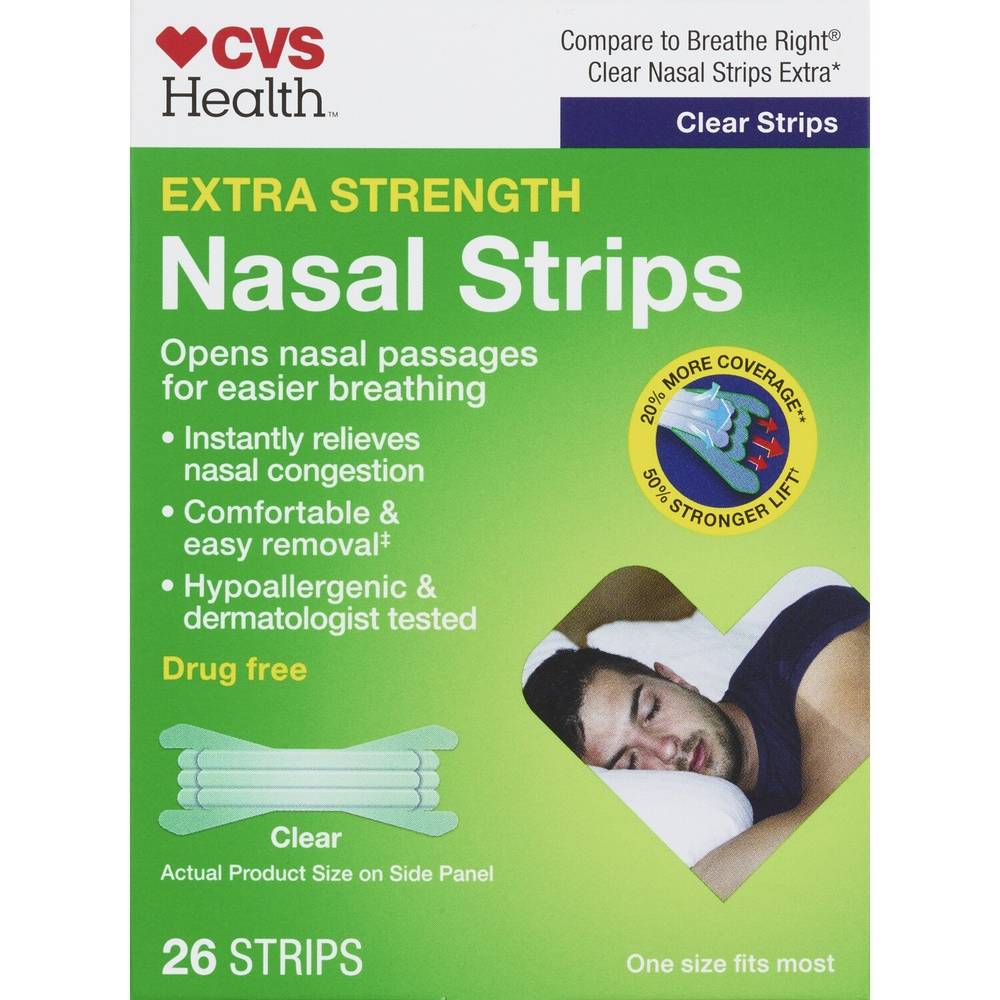 Cvs Health Extra Strength Nasal Strips, Clear, 26 Ct