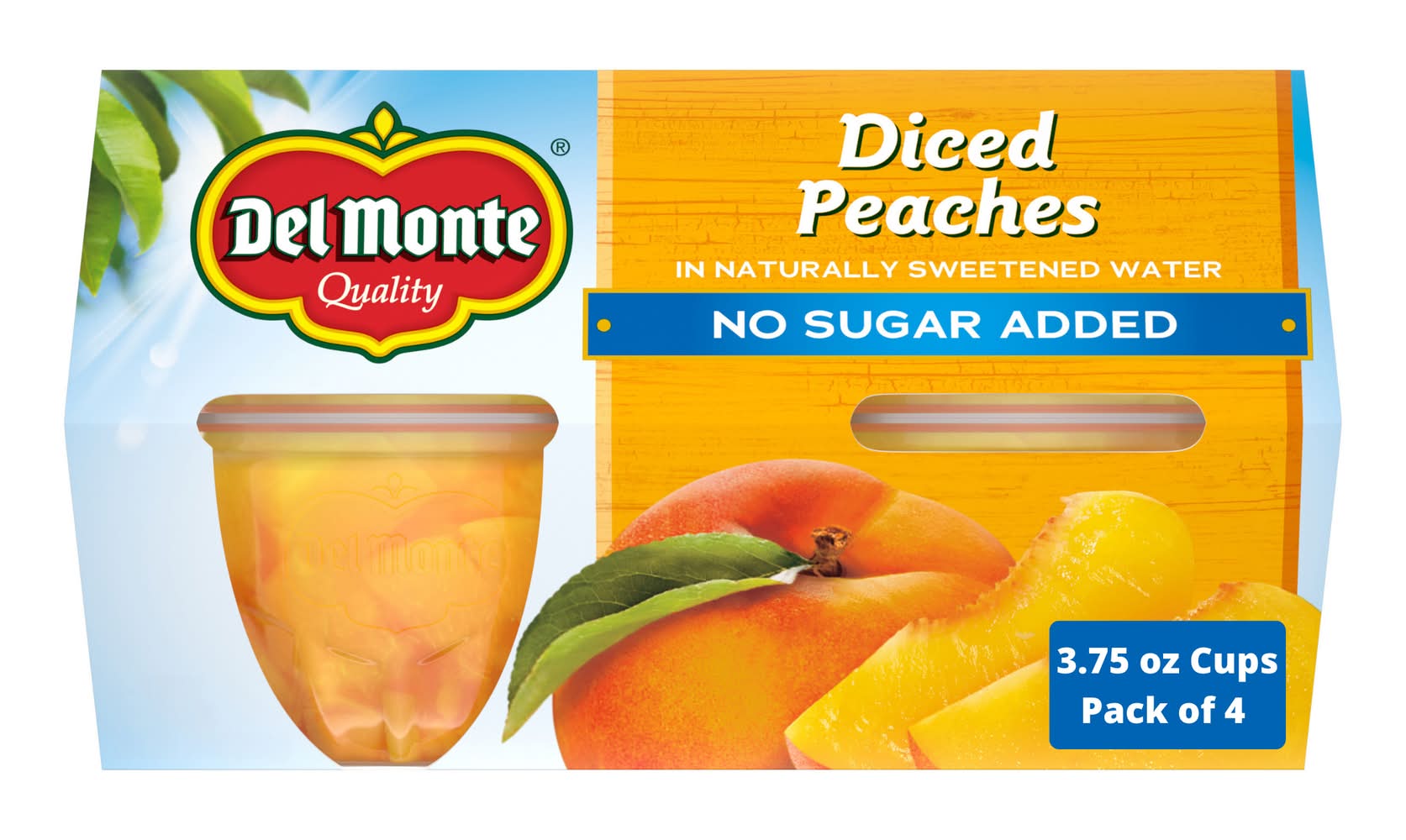 Del Monte Diced Peaches Cups (4 x 3.75 oz)