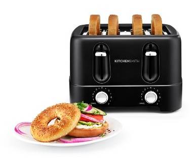 KitchenSmith By Bella 4 Slice Toaster, Gray