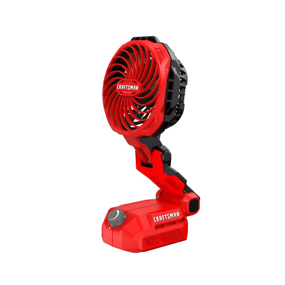 CRAFTSMAN 4.5-in 20-Volt 3-Speed Indoor/Outdoor Red Oscillating Personal Fan (Battery and Charger Not Included) | CMCE010B