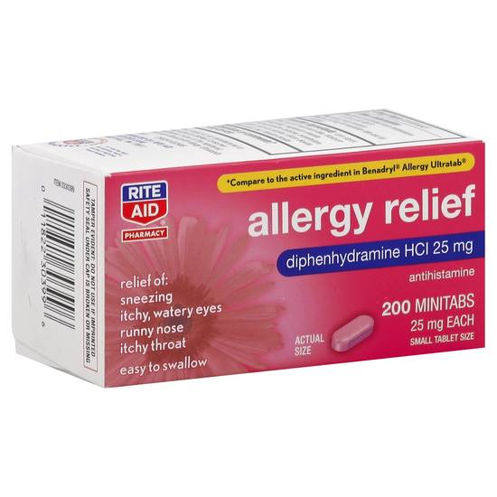 Rite Aid Antihistamine Allergy Relief With Diphenhydramine (200 ct)