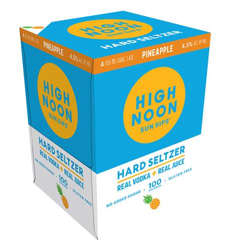 High Noon Real Vodka + Juice Hard Seltzer, Pineapple (4 x 355 ml)