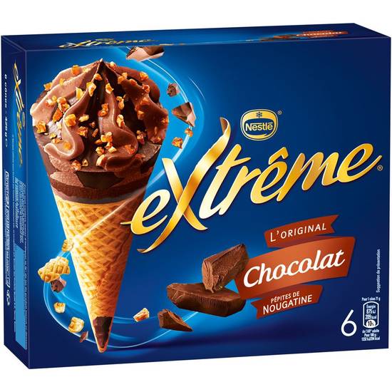 Glace cône chocolat pépite de nougatine Nestle x6