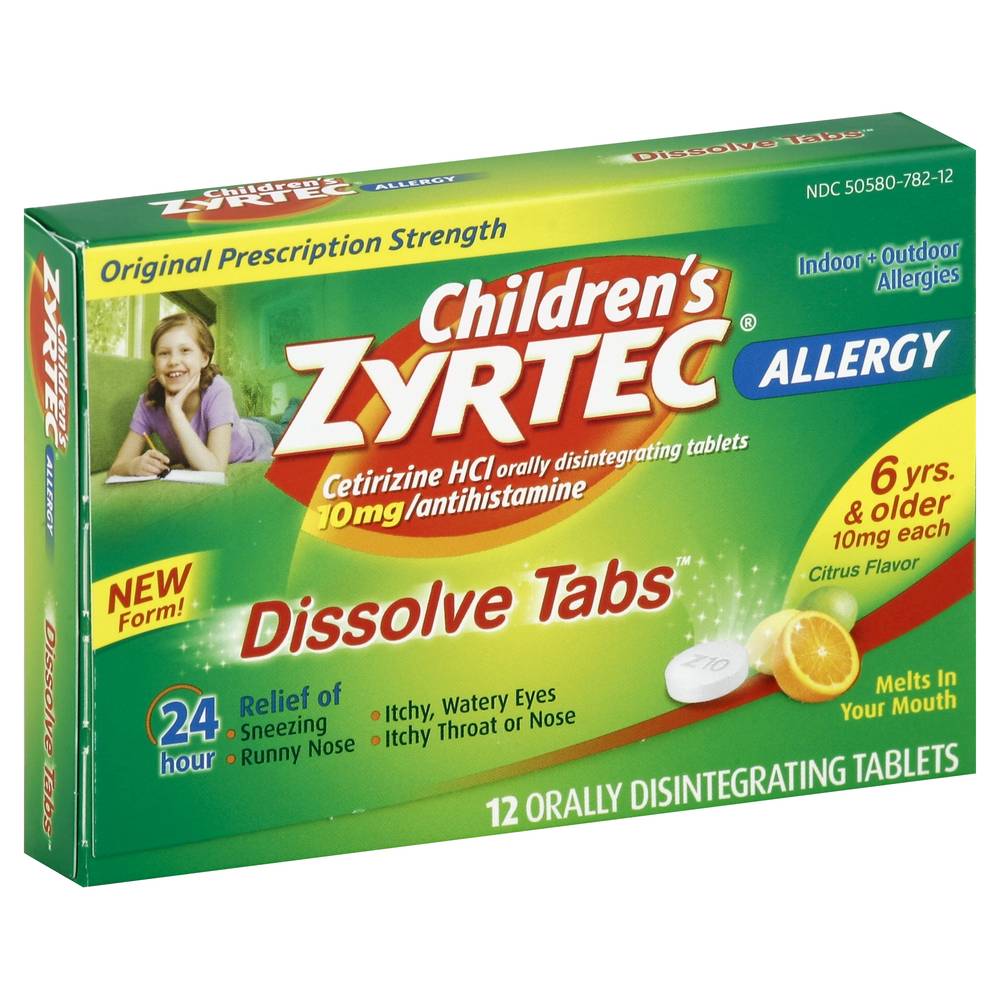 Zyrtec Dissolve Tabs 24 Hour Citrus Flavor Allergy Relief Tablets