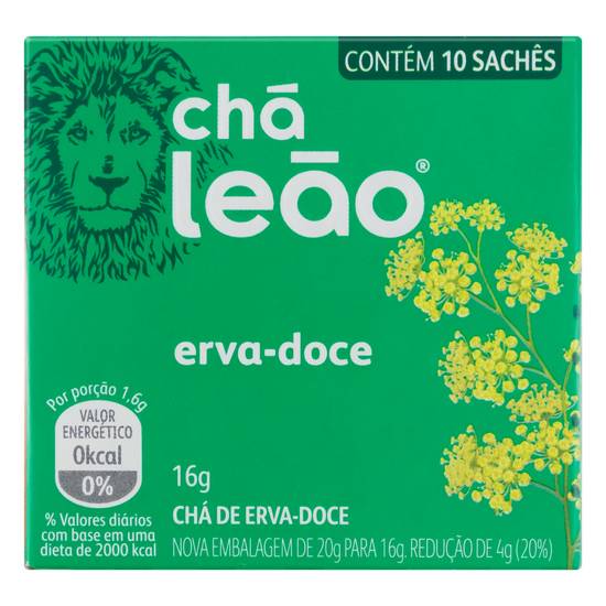 Chá leão chá sabor erva doce (10 un, 1,6 g)