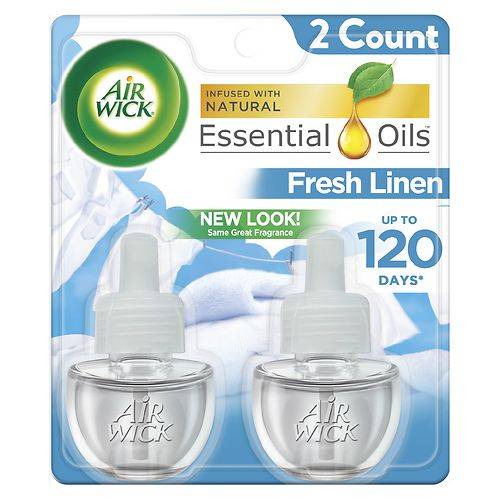 Air Wick Plug In Scented Oil with Essential Oils, Air Freshener Fresh Linen - 0.67 fl oz x 2 pack