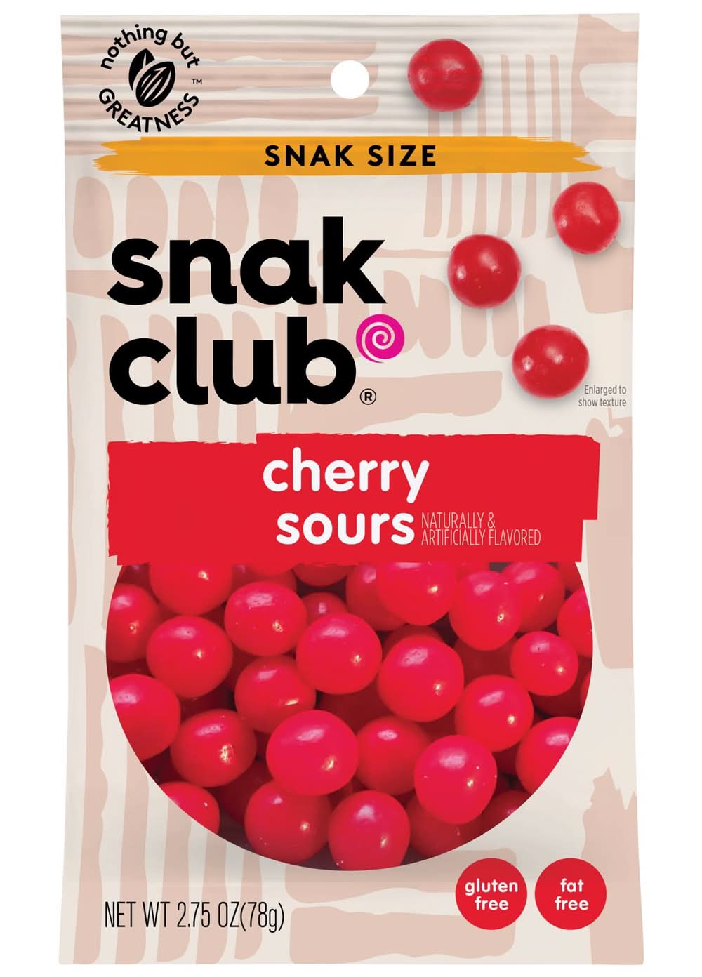 Snak Club Cherry Sours Gummi Candy 2.75 Oz Bagged