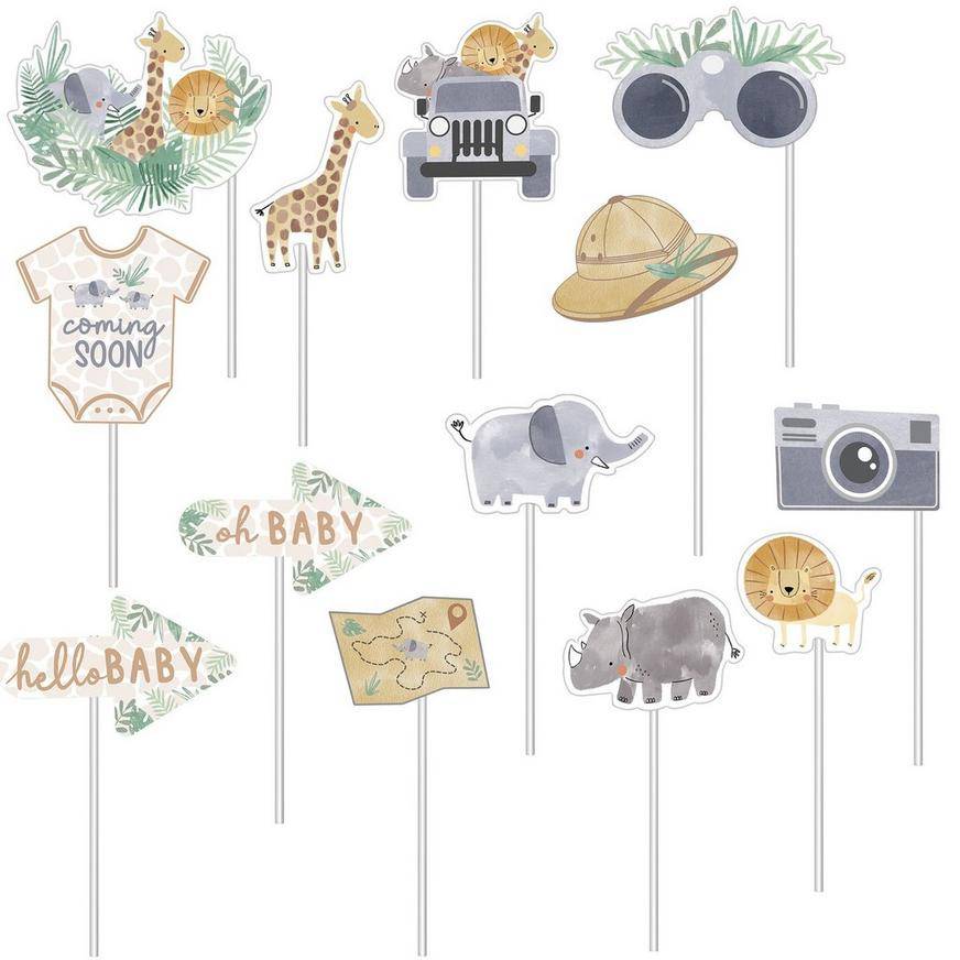 Party City Soft Jungle Baby Shower Cardstock Photo Props (13 ct)