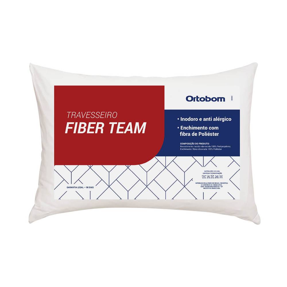 Ortobom travesseiro fiber team cor branco (45x65cm)
