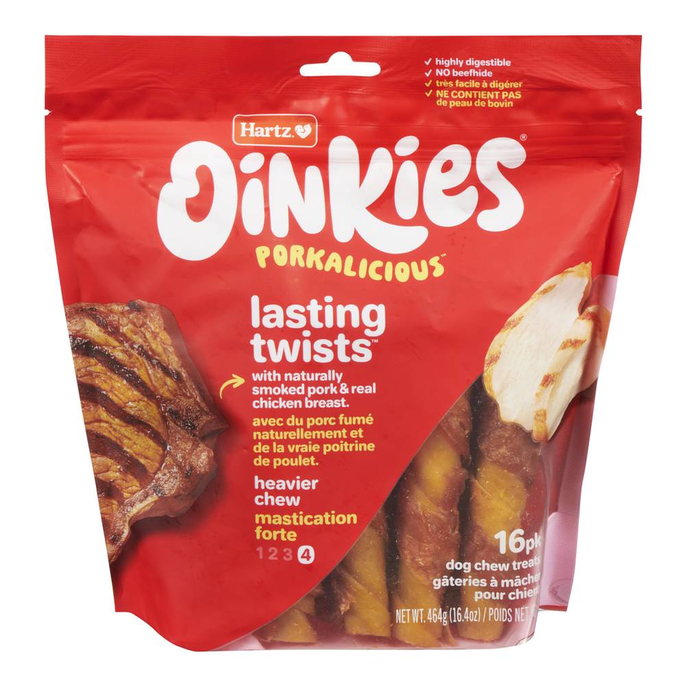 Hartz Oinkies Pig Skin Twists Chews For Dogs (464 g, 16 ct)