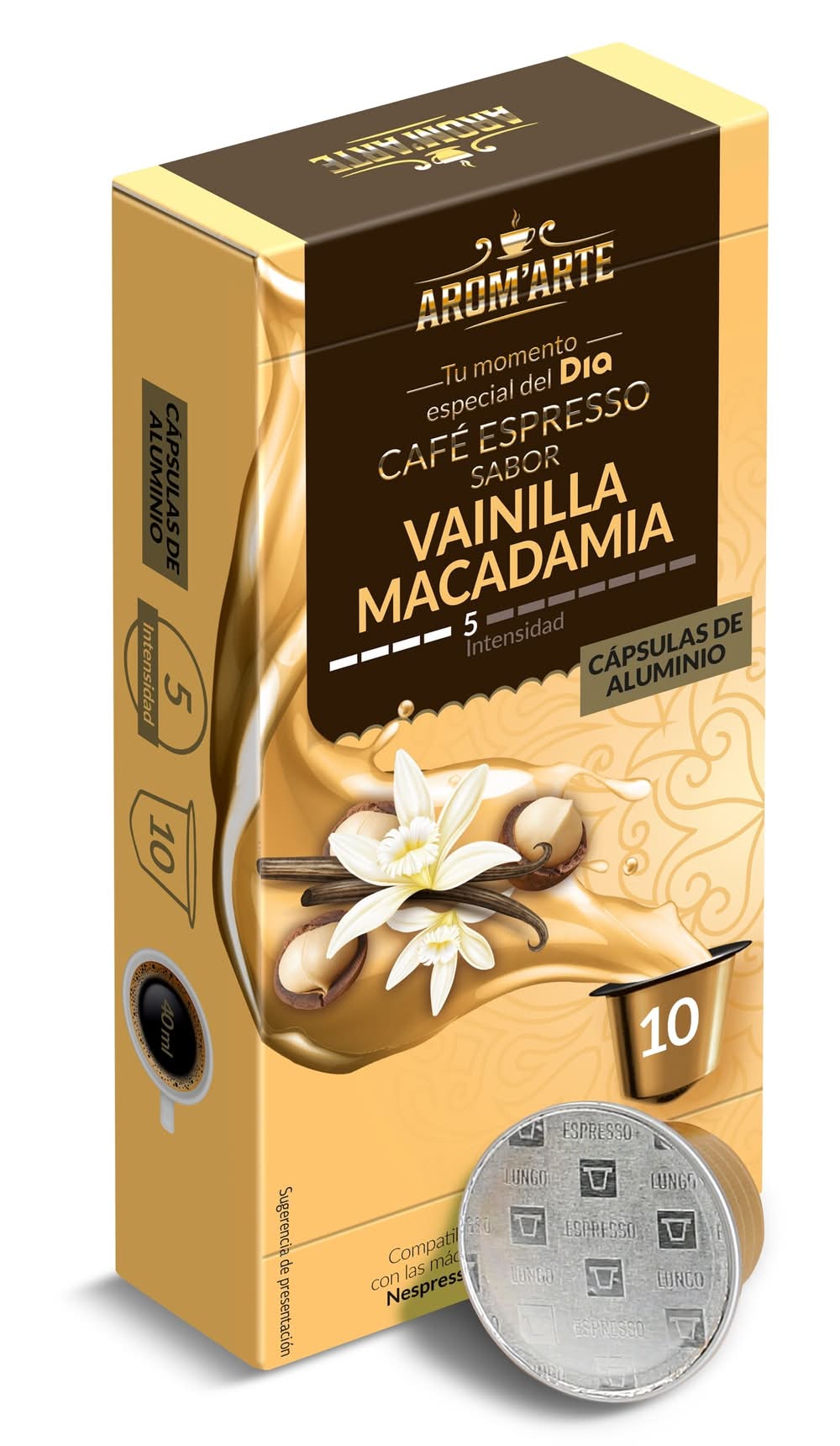 Café En Cápsulas Espresso Vainilla Macademia Arom'Arte De Dia Caja 10 Unidades