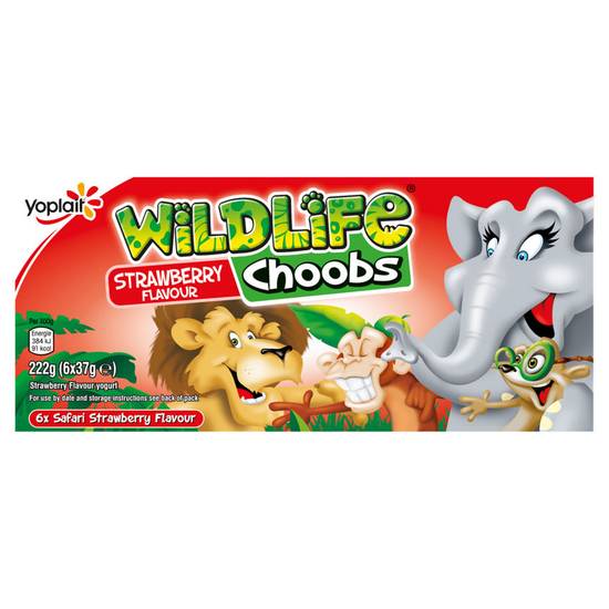 Wildlife Choobs Strawberry Flavour Yogurt Tubes 6x37g