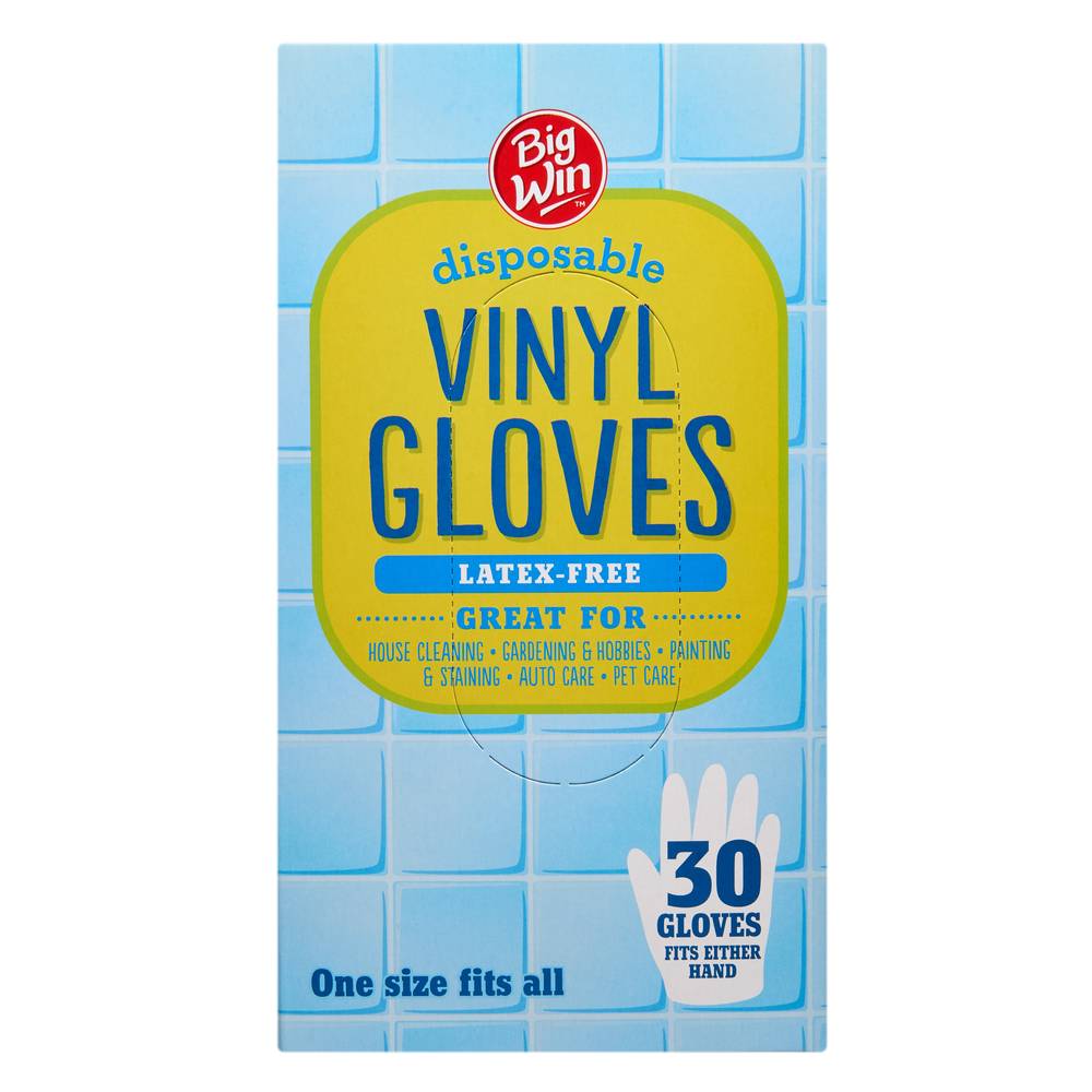 Big Win Disposable Gloves Vinyl (30 Ct)