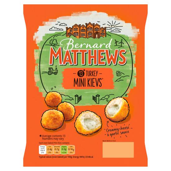 Bernard Matthews Creamy Cheese- Garlic Sauce, Turkey Mini Kievs (13 pack)