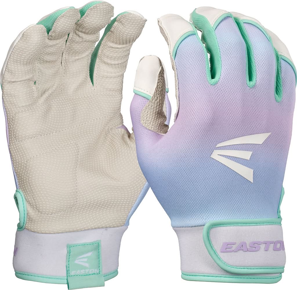 Easton Girls' Game Ready Softball Batting Gloves (Blue Ombre, L)