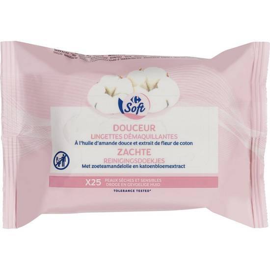 Carrefour Soft - Lingettes démaquillantes peaux sèches et sensibles