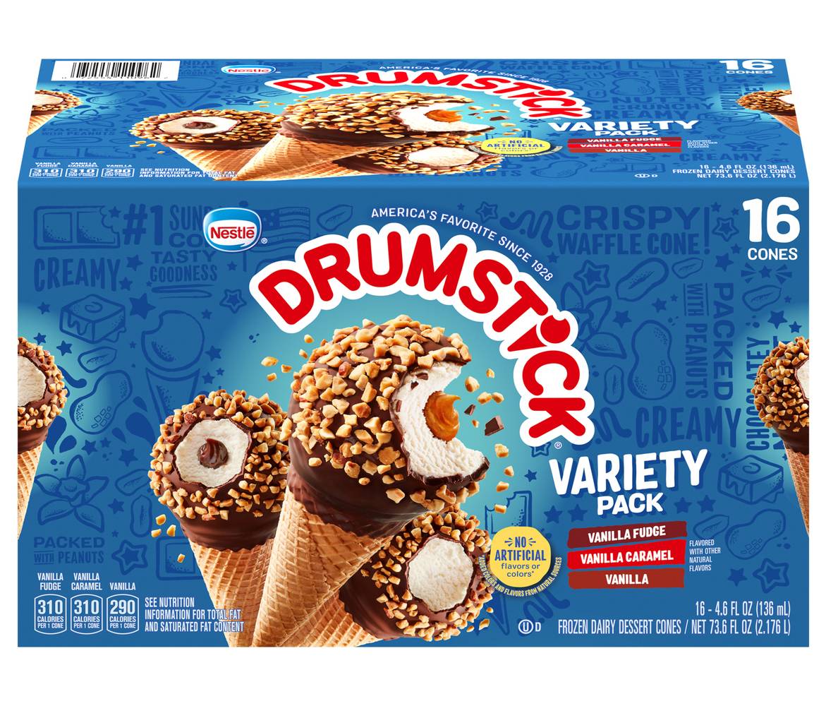 Nestlé Drumstick Original Sundae Cone Variety pack (4.6 fl oz, 16 ct)