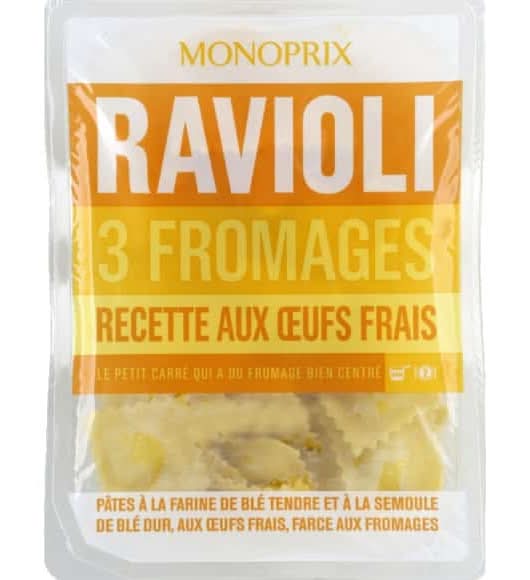 Monoprix - Pâtes ravioli 3 fromages aux œufs frais (300g)