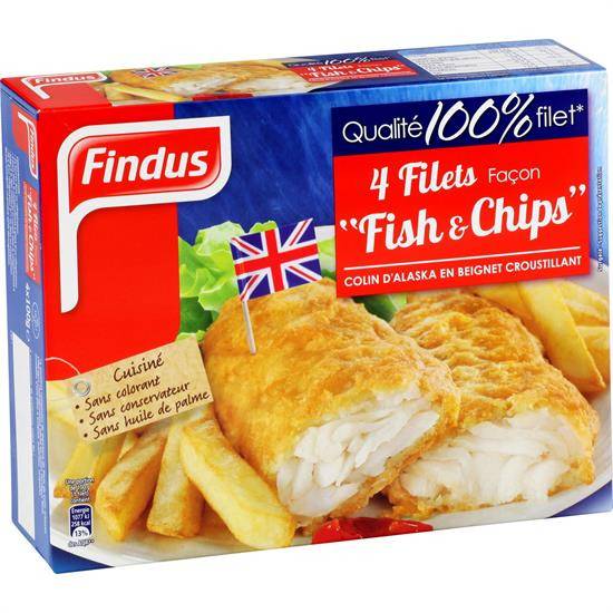 Poisson pané colin façon fish & chips msc Findus - les 4 filets de 100 g