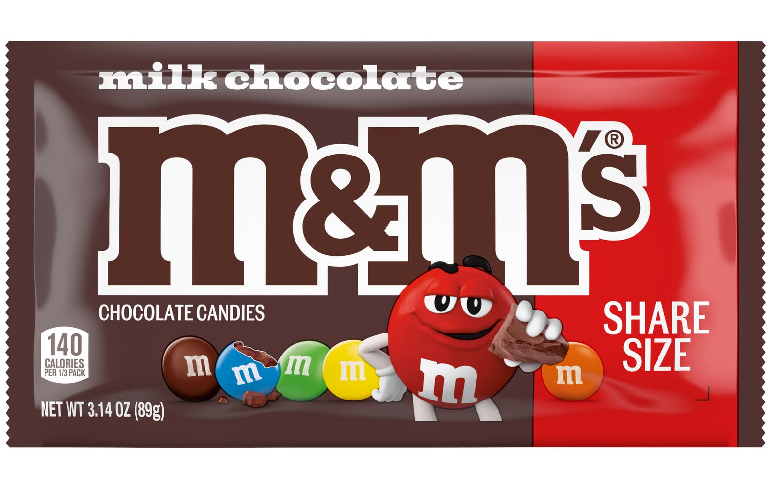 M&M's Share Size Candies, Milk Chocolate (3.14 oz)