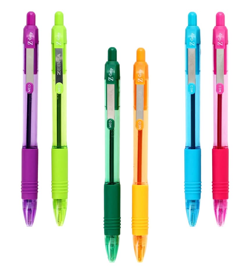 Zebra Z-grip Ball Point Pens With Rubber Grip, Assorted Colors, 2-pc Pack.
