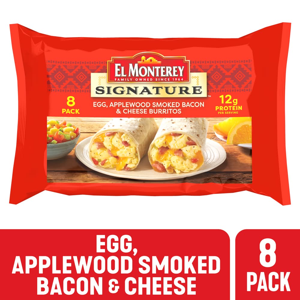 Signature Breakfast Burritos, Egg, Applewood Smoked Bacon & Cheese (2.25 lbs, 8 ct)