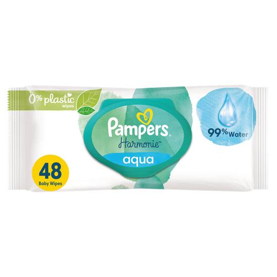 Pampers Harmonie Aqua Baby Wipes Plastic Free 1 Pack = 48 Wipes