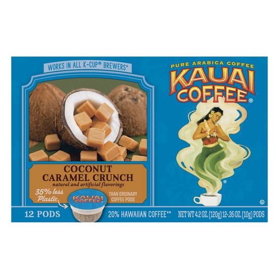 Kauai Coffee Coconut Caramel Crunch Ground Coffee Pods (12 ct)