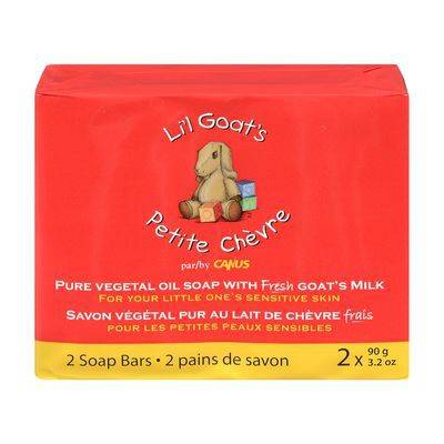 Canus savons végétaux purs au lait de chèvre frais, petite chèvre (2x90 g) - li'l goat's vegetal oil soap bars with fresh goat's milk (2 x 90 g)
