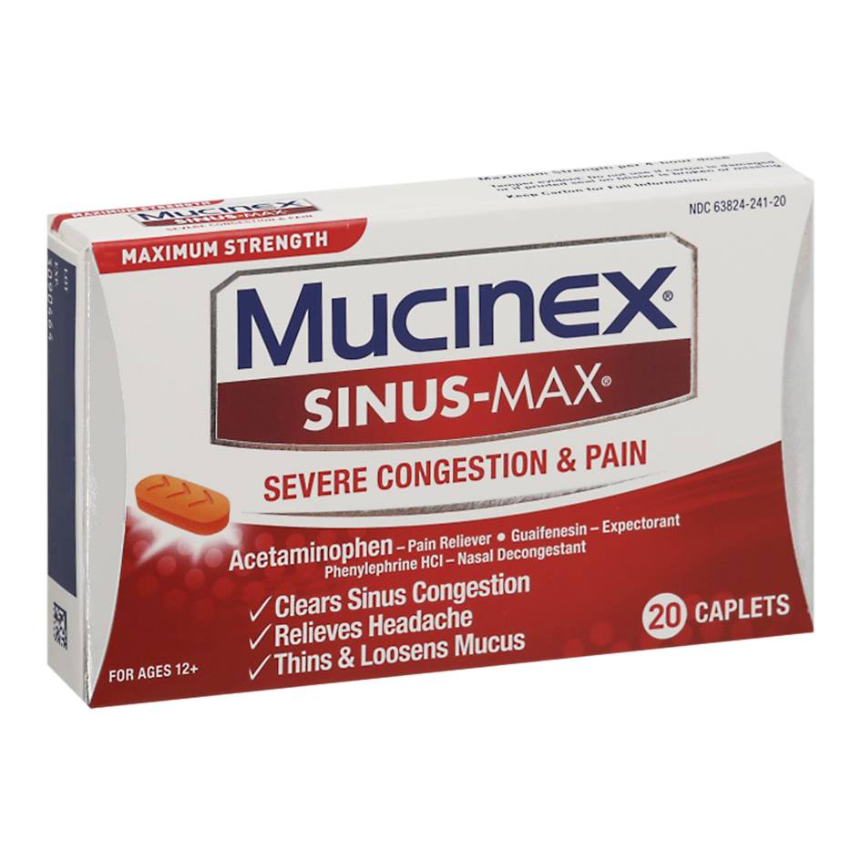 Mucinex Sinus-Max Maximum Strength Severe Congestion & Pain (20 ct)