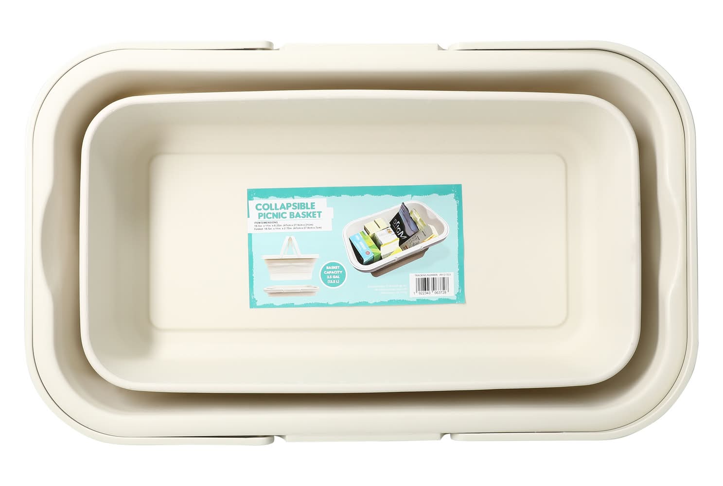 Collapsible Picnic Basket 18.5in x 11in Cream