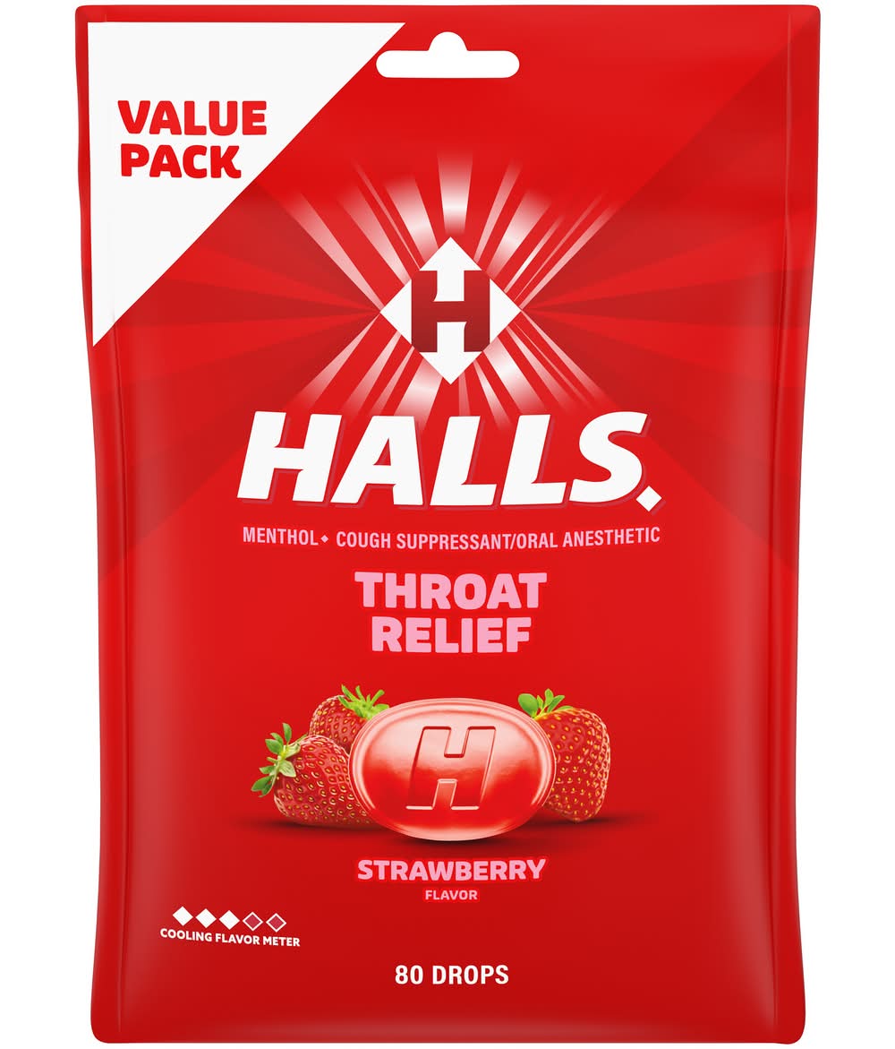Halls Relief Cough Drops, Strawberry (8.75 oz, 80 ct)