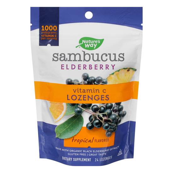 Nature's Way Sambucus Elderberry Tropical 1000 mg Vitamin C Lozenges (24 ct)
