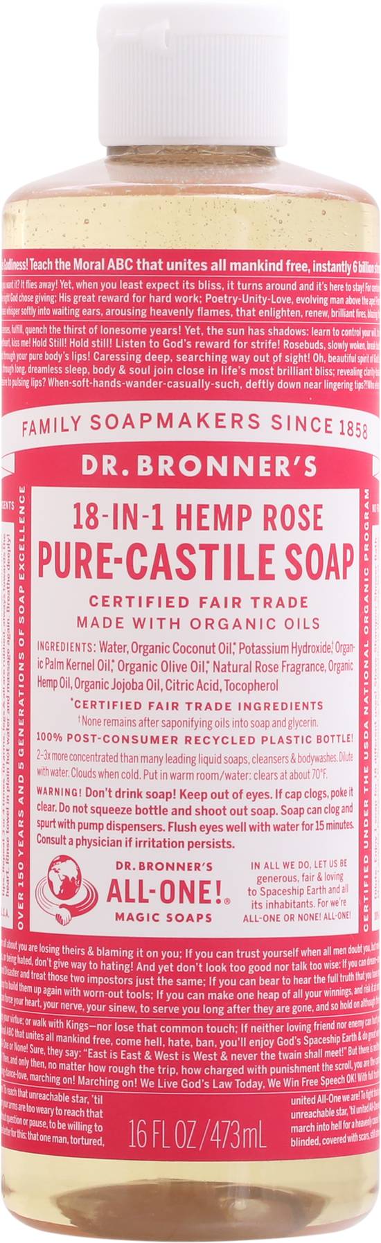 Dr. Bronner's Pure-Castile Rose Liquid Soap