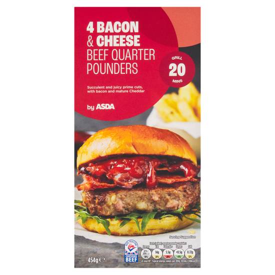 ASDA 4 Bacon & Cheese British Beef Quarter Pounders