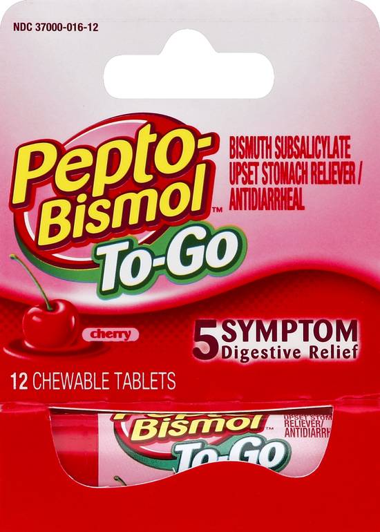Pepto-Bismol To-Go Digestive Relief Cherry Chewable Tablets (12 ct)
