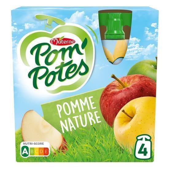 Pom'potes compotes gourdes pomme nature 4x90g - materne - 360g