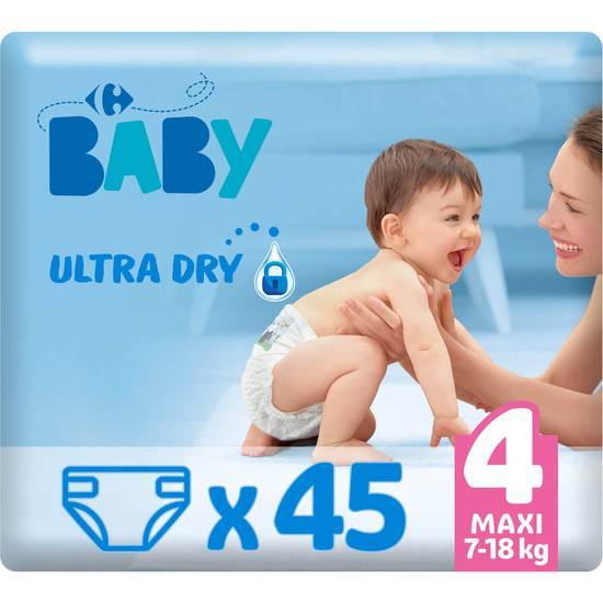 Carrefour Baby - Couches ultra sèches 7 à 18 kg (taille 4)