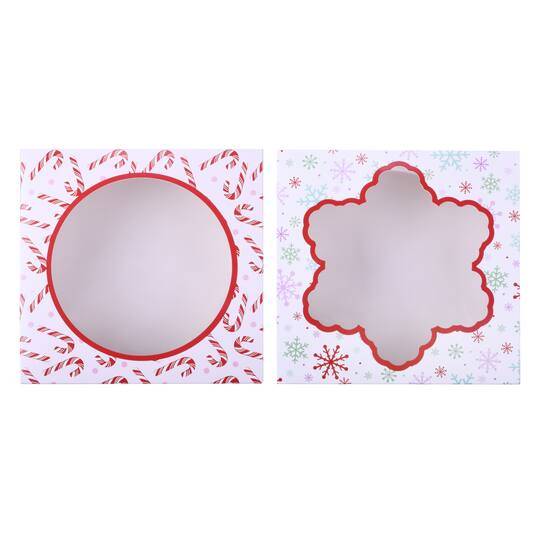 5.75" Snowflake & Candy Cane Treat Boxes With Window By Celebrate It