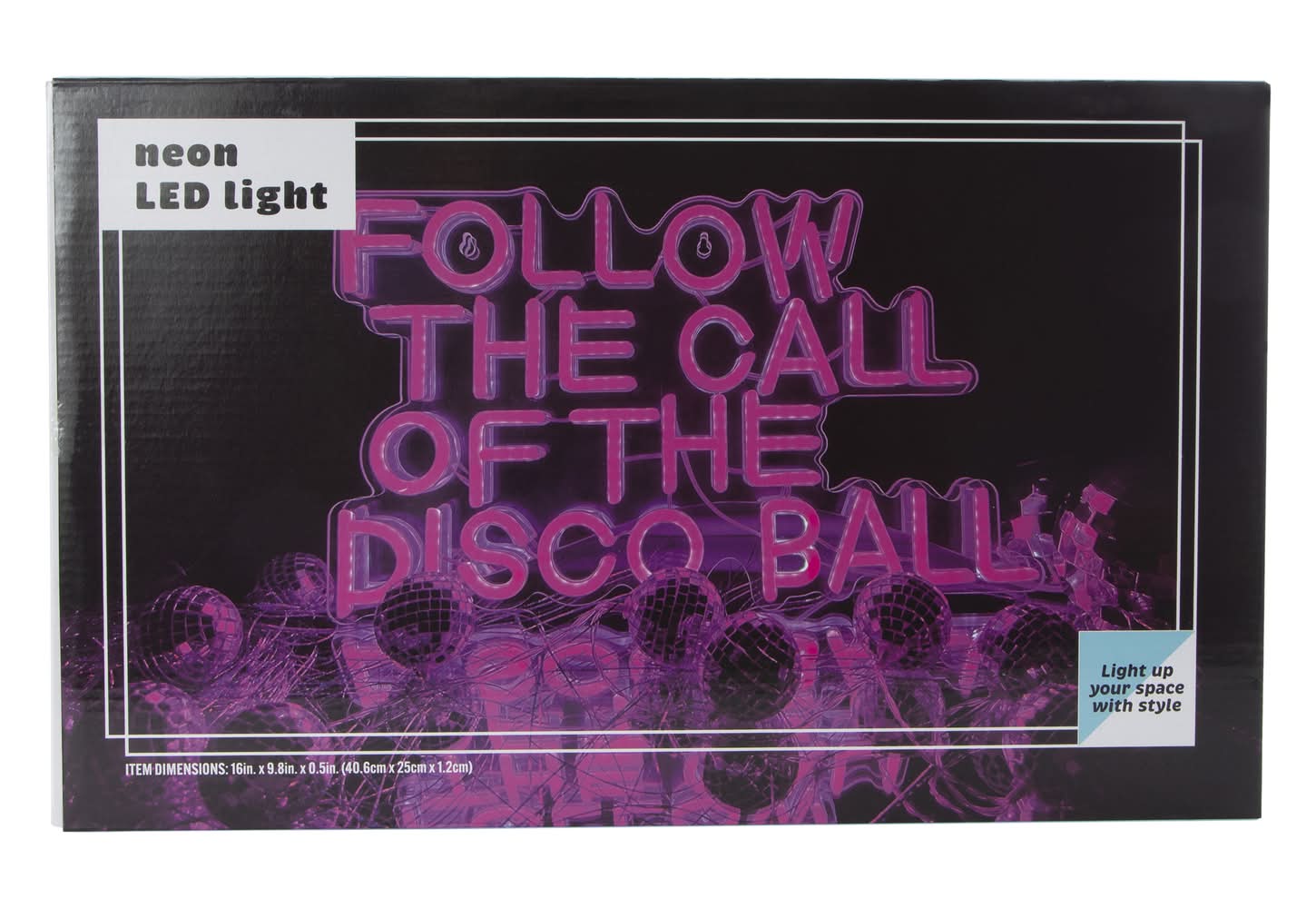 Follow Disco Ball Neon LED Light 16in x 9.8in