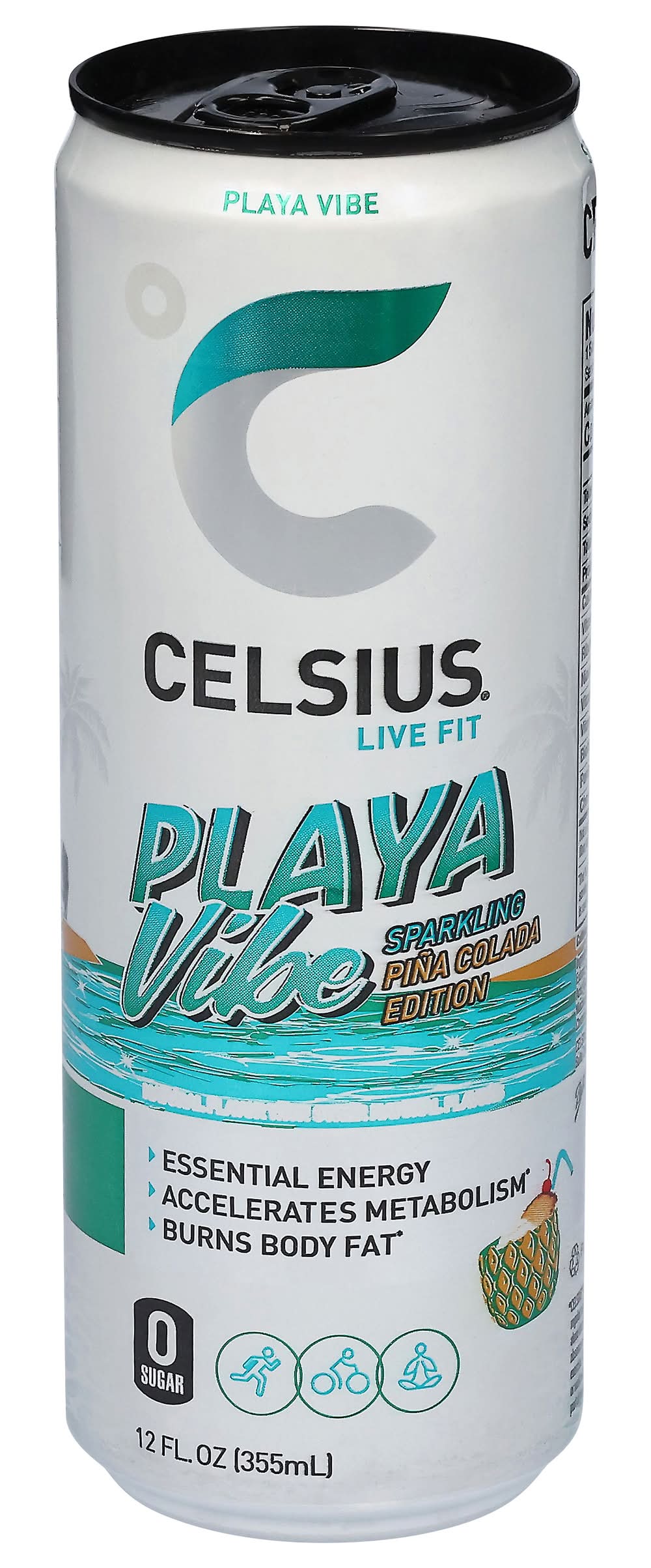 Celsius Live Fit Zero Sugar Sparkling Energy Drink, Pina Colada (12 fl oz)