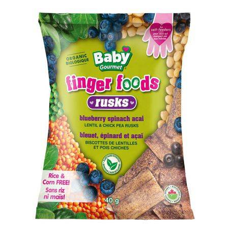 Baby Gourmet Finger Foods Rusks Blueberry Spinach Acai (40 g)