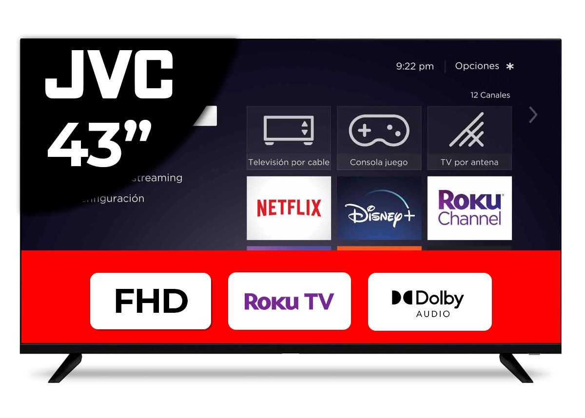 JVC · Smart tv roku full hd 1080p si43frf, 43", negro