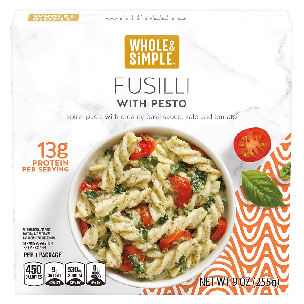 Whole & Simple Fusilli Pesto Spiral Pasta With Basil Sauce (9 oz)