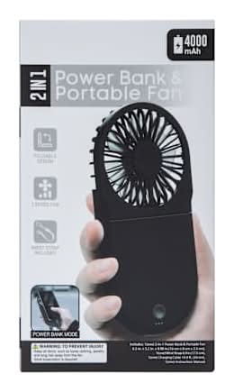 2-In-1 Power Bank & Portable Fan 4000MAh Black
