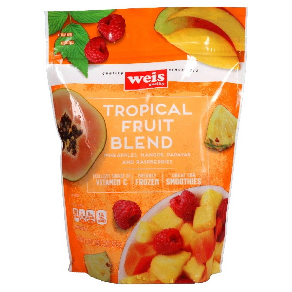 Weis Frozen Tropical Fruit Blend (pineapples-mangoes-papayas-raspberries)