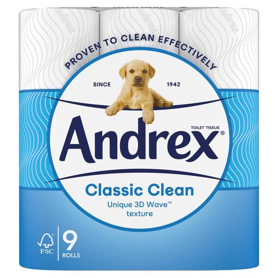 ANDREXCLASSIC CLEAN TOILET TISSUE 9ROLL